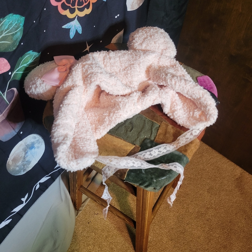 Adorable Pastel Pink Teddy Hat - Adult Size